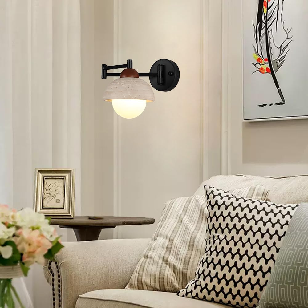 Jadssox Lámpara de Pared de Metal para Interiores, Ajustable, para tocador de baño, con Brazo articulado para Dormitorio, mesita de Noche y Sala de Estar, Acabado Negro Mate.