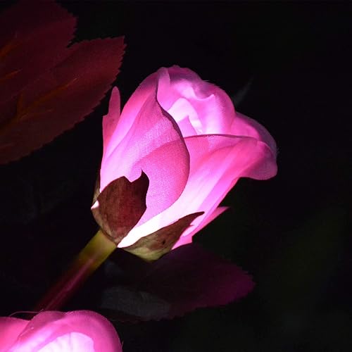 Miniatura 3 de 6 flores mejoradas Luces artificiales decorativas solares para jardín, luces de estaca de rosas impermeables al aire libre para el campo, patio,