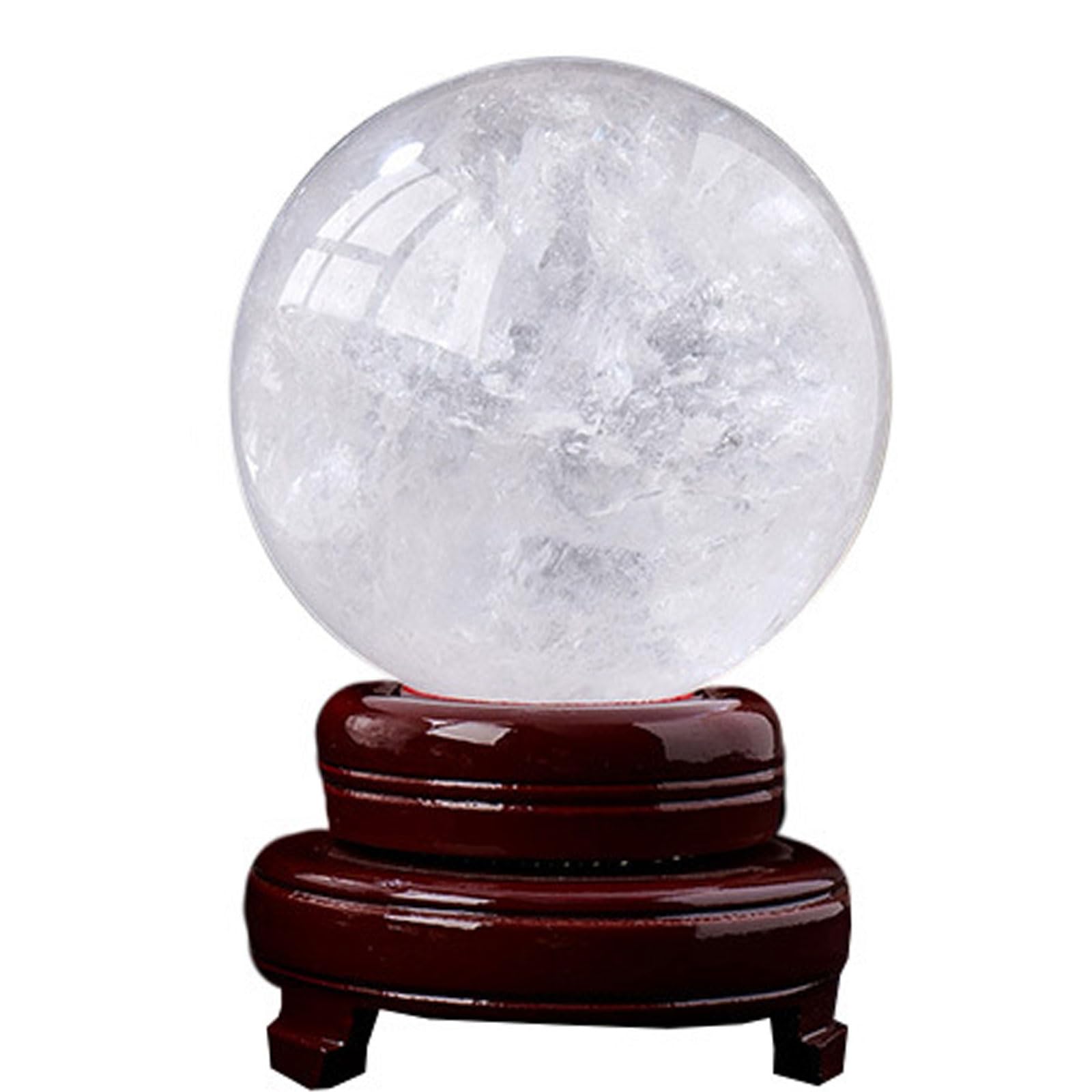 GPDNBIEU Fluorite Crystal Ball, White Gemstone Balls Feng Shui Desktop Ornaments Living Room Office Study Home Decoration(60mm)