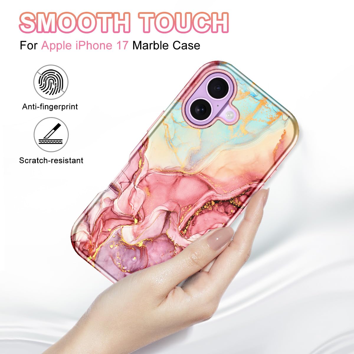 ケースティファイ マーブルデザイン iPhone17 ケース Amazon.co.jp: CASEFIV iPhone 17用ケース、マーブルパターン 3イン1