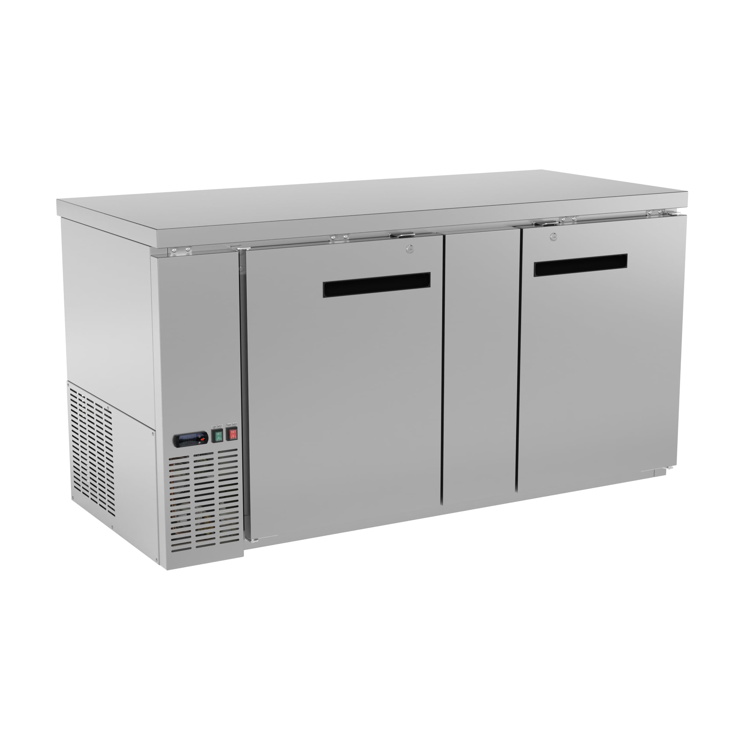 Krollen Industrial UBB-3-HC 69" Stainless Steel Counter Height Solid Door Back Bar Refrigerator Beverage Cooler for Beer Soda Wine with LED Lighting on Fridge.com