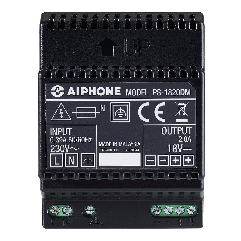 Aiphone - Alimentation - 18 V DC / 2 A - Schuko - Noir - Métal - Chargeur pour ordinateurs portables, tablettes et autres appareils USB-chargeables
