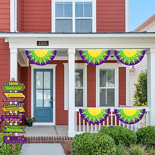 2 Bandierine Mardi Gras Con Coulisse Viola Giallo Verde | Decorazione Da Esterno Per Carnevale E Feste