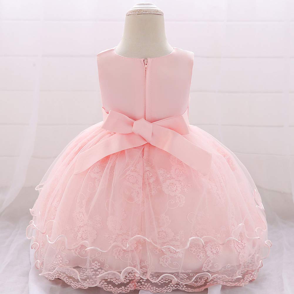 IBAKOM Robe Fleurie Bébé Fille Brodé Fleur Princesse Demoiselle d'honneur Mariage Anniversaire Fête Formelle Baptême sans Manches Tutu Mois