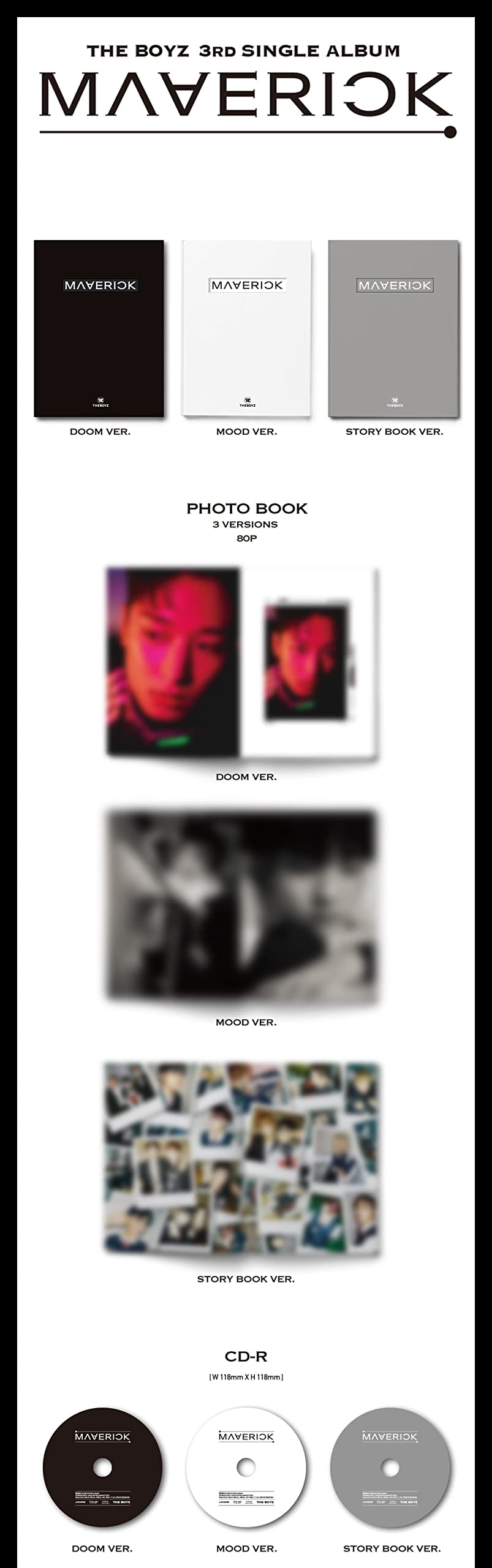 THE BOYZ - MAVERICK [RANDOM ver.] (3rd Single Album) 1Album+BolsVos K-POP Webzine (22p), Decorative Stickers, Photocards