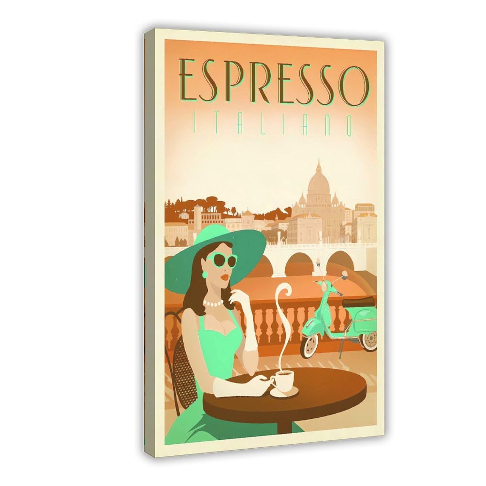 QNVJQKDSI Espresso Italiano Vintage Canvas Poster Bedroom Decor Landscape Office Room Decor Gift 24" L X 36" W