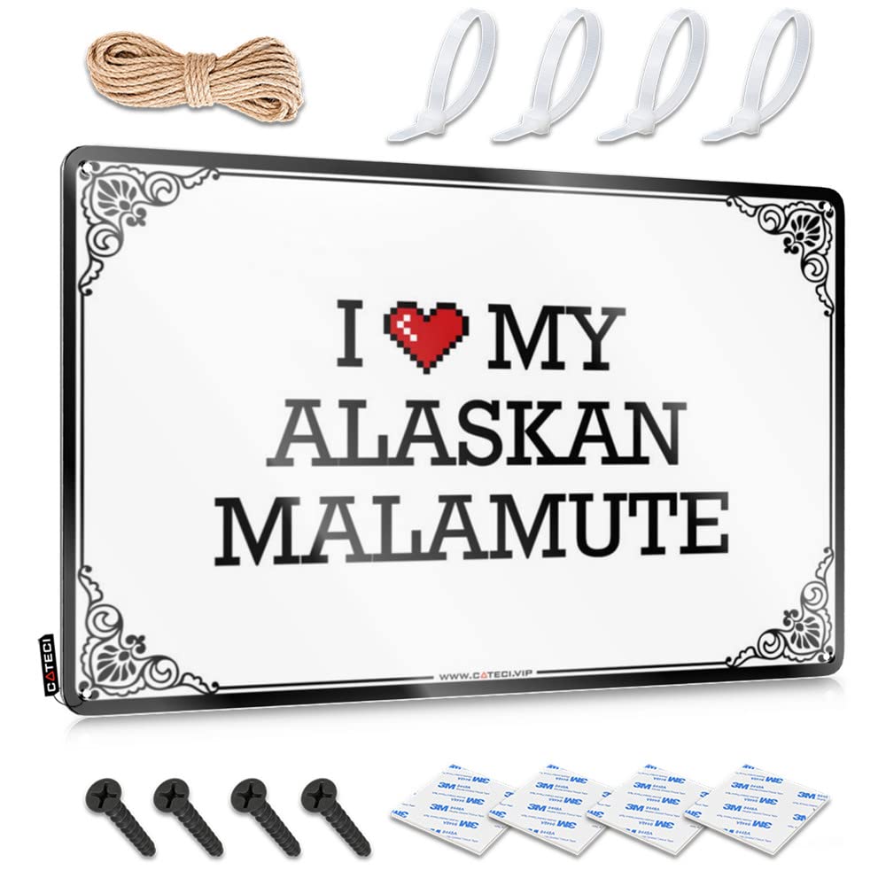Fzfn Colour Best Man Cave Gifts Decor Wall Art - I Love My Alaskan Malamute Scandinavian Metal Wall Art Ready To Hang For House(30X40cm)