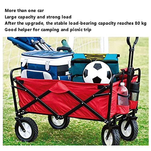 KOHARA Bollerwagen, zusammenklappbarer Campingwagen mit 4-rädrigen zusammenklappbaren Festivalwagen, tragbarer Gartenwagen, geeignet für Haus, Garten, Outdoor, 70 kg Kapazität/7 Zoll in Schwarz – Bild 7