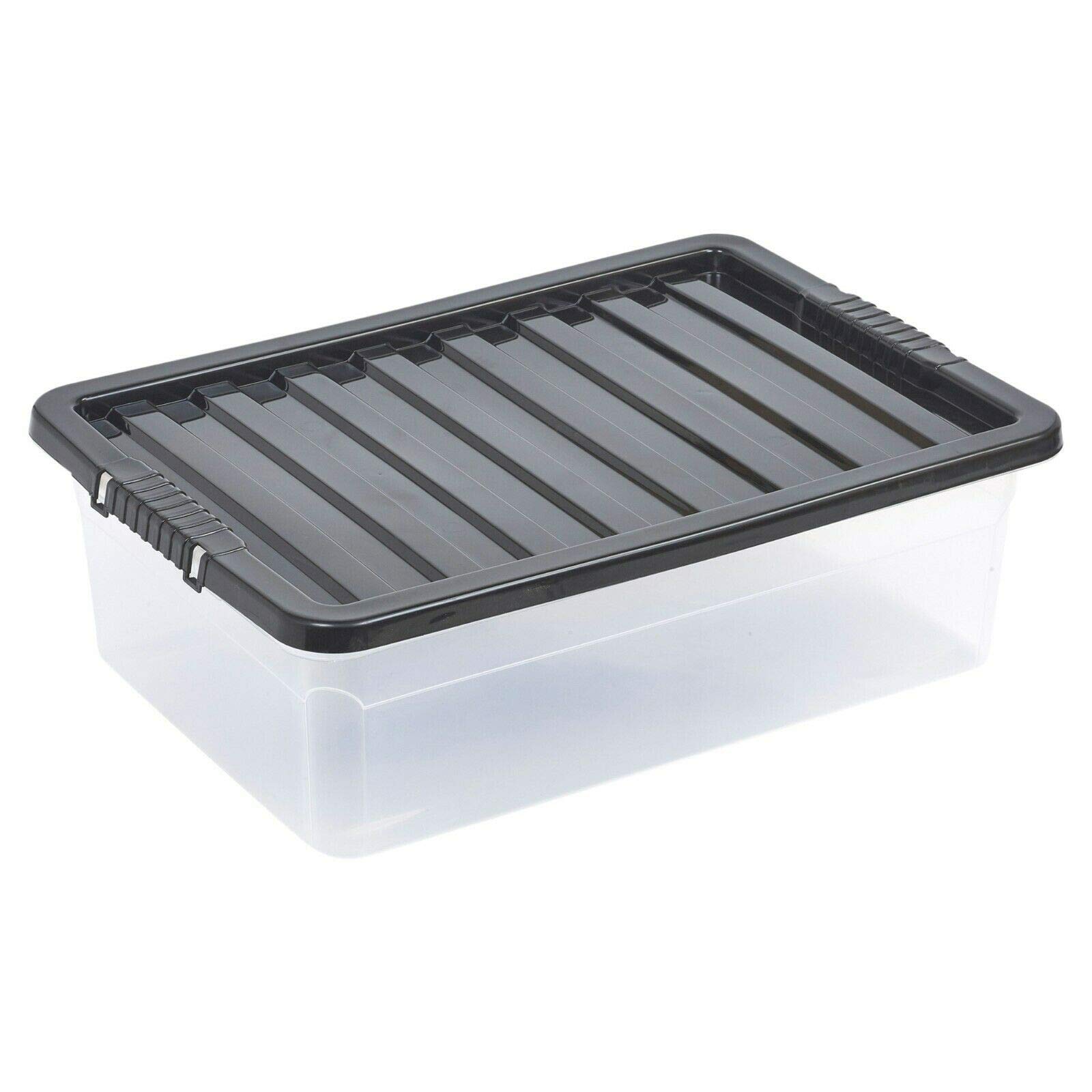 URBNLIVING 32 Liter Underbed Storage Box & Lid Black x4
