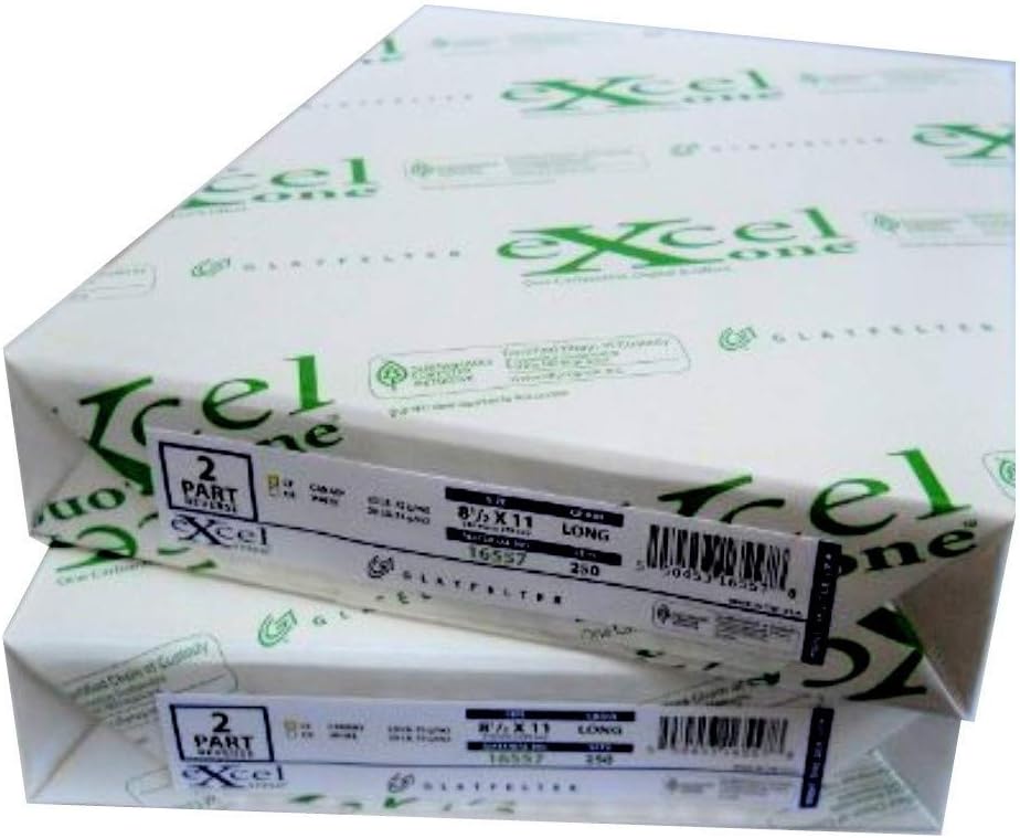 Excel Carbonless 2-Part Paper (Bright White/Canary Yellow), 8-1/2 x 11, 250 Sets (500 Sheets) Per Ream (16557) - Two (2) Reams (500 Sets)