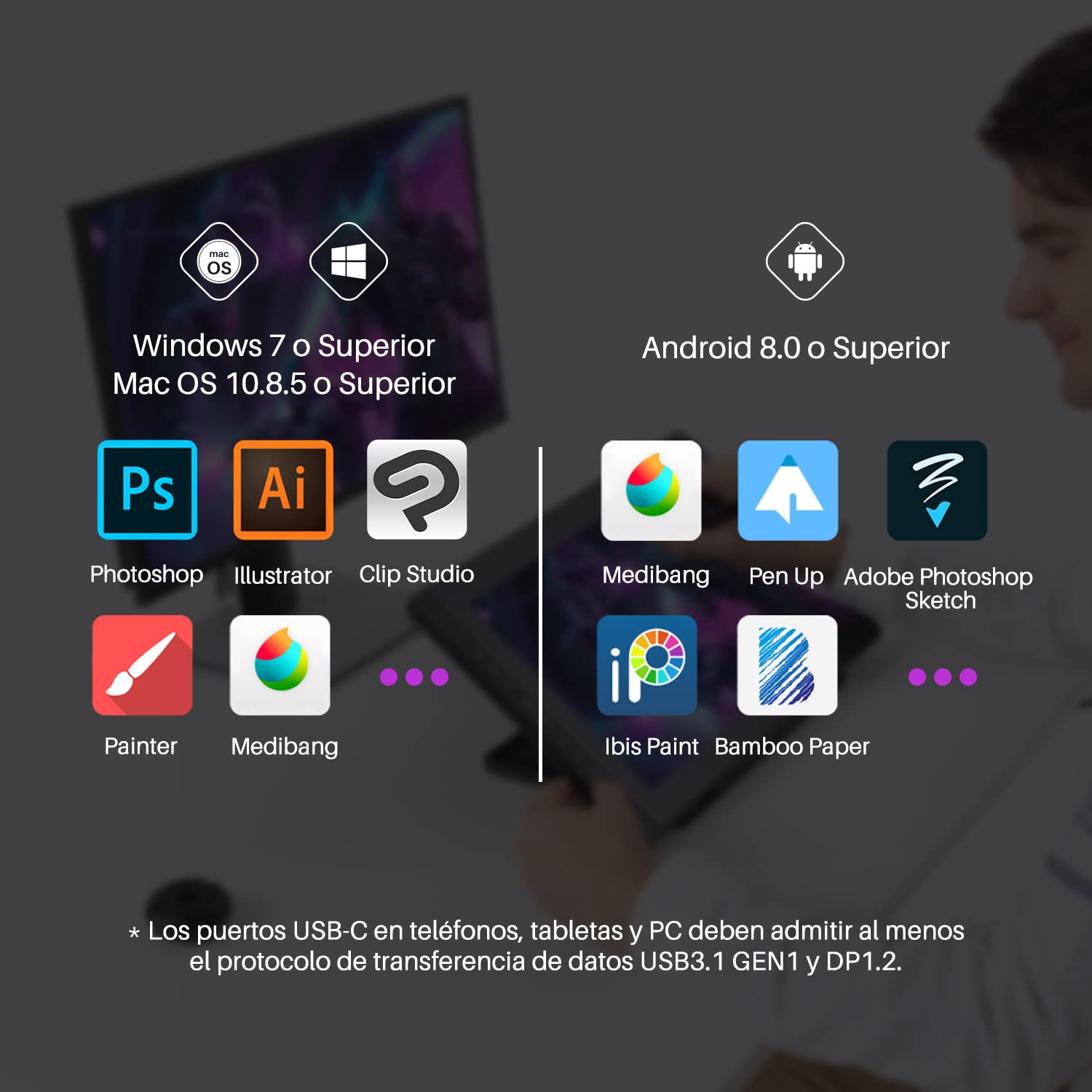HUION Tableta Grafica con Pantalla (15.6 Pulgadas)