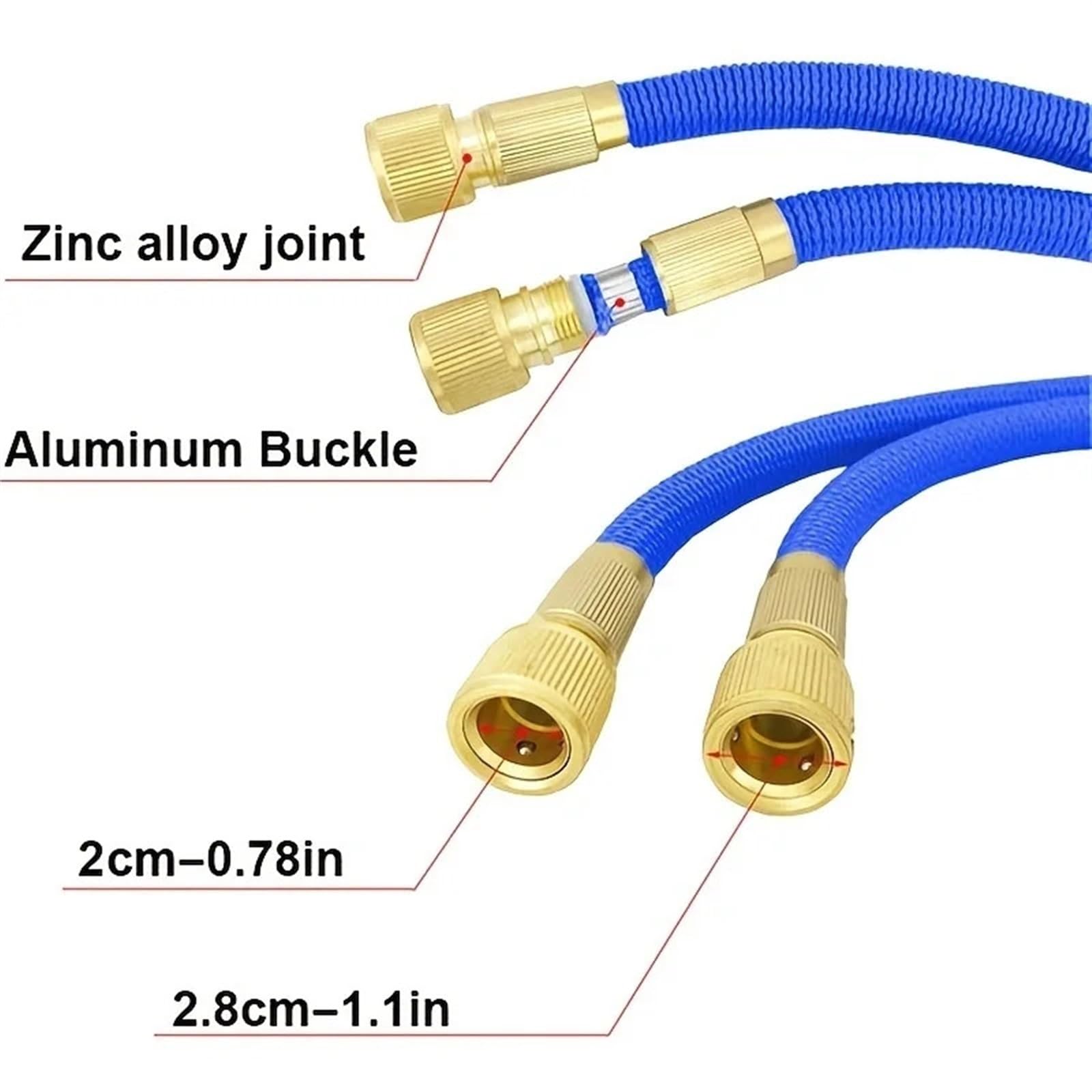 Manguera de jardín Extensible Flexible de Alta Resistencia, Manguera de Rollo de Agua, Manguera de Lavado de Autos, Conector rápido de 1/2 "de 25 pies a 150 pies(Gray,25ft)