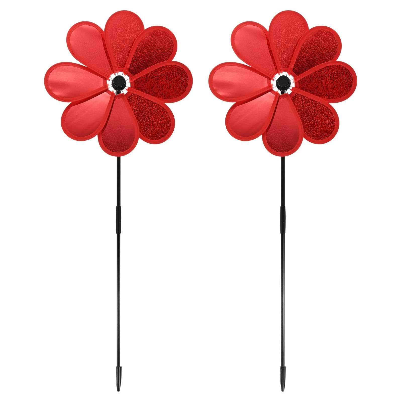 M METERXITY 2-Pack Flower Wind Spinner 28.3 inch Plastic, Red