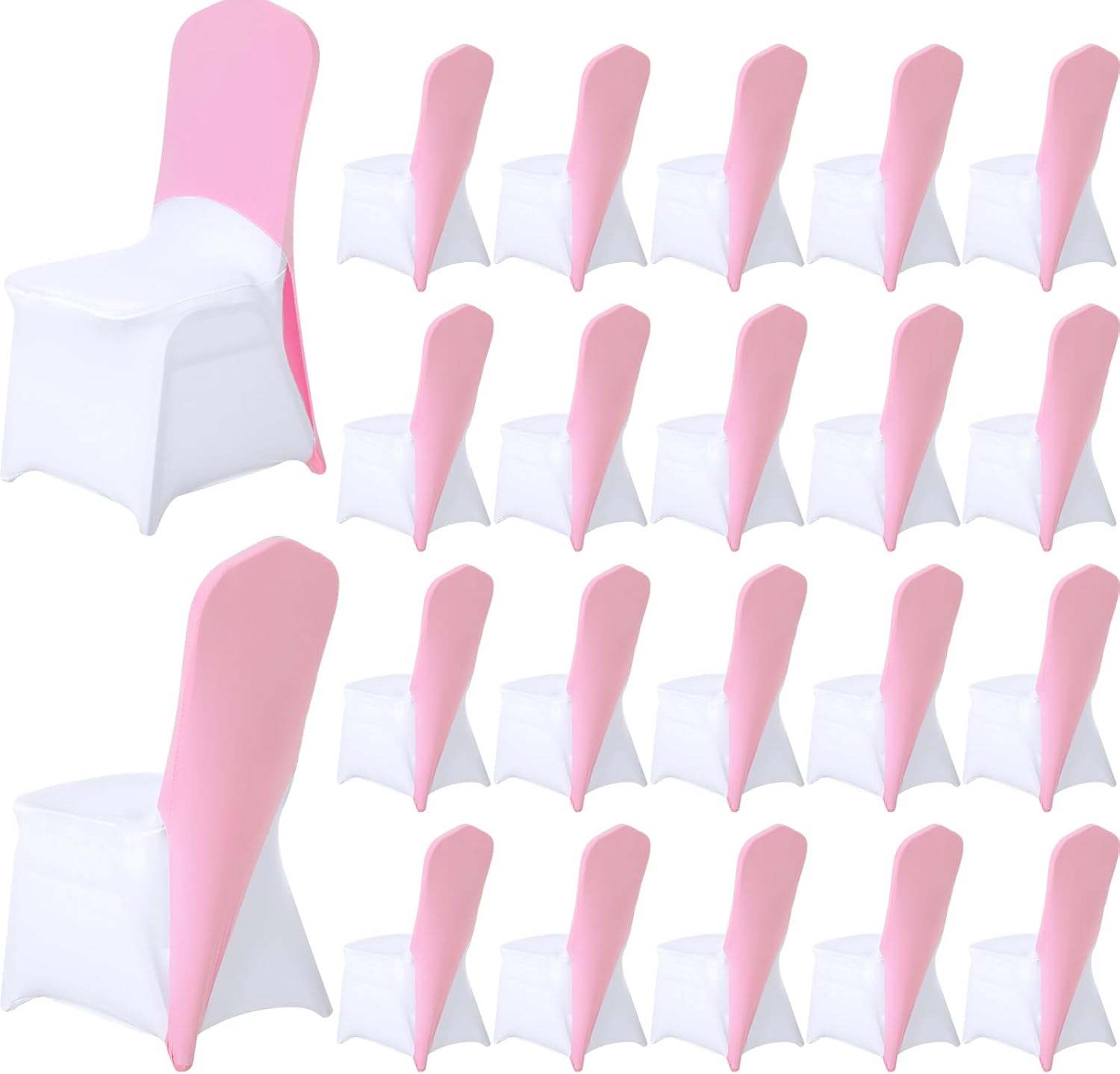 20 Pcs Chair Cap Covers Spandex Chair Covers Chair Hood Sash Chair Hat Bands Folding Chair Covers Stretch Elastic Chair Cover for Wedding Holidays Banquet Party Celebration (Light Pink) Light Pink 20