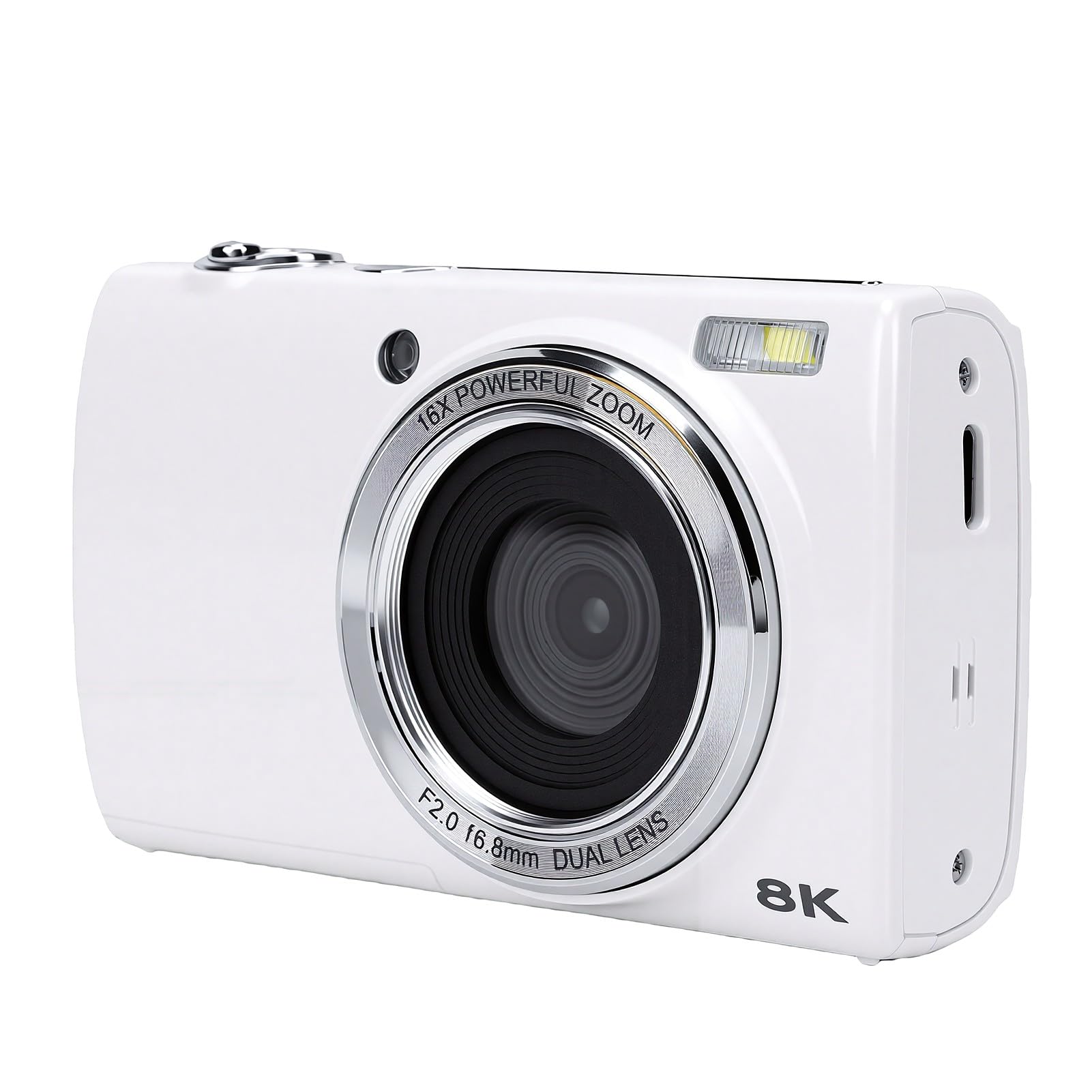 Jectse 8K-Digitalkamera, Autofokus, 48 ​​MP WiFi-Vlogging-Kamera mit Doppelobjektiv, 16-fachem Zoom, Touchscreen-Stabilisierung, Blitzlicht für Reise-Selfies