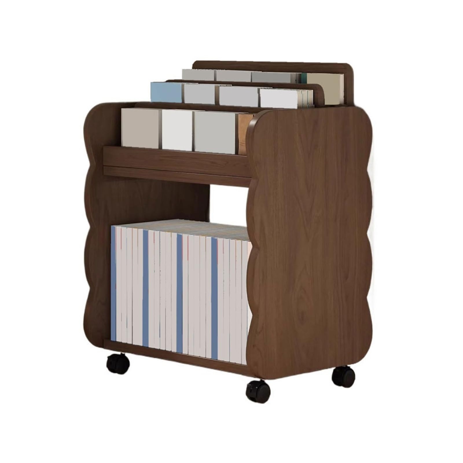 Cenz-888 Portable Bookshelf Mobile Bookshelf with Pulley Home Multi-functional Density Board Floor Storage Rack Storage Rack