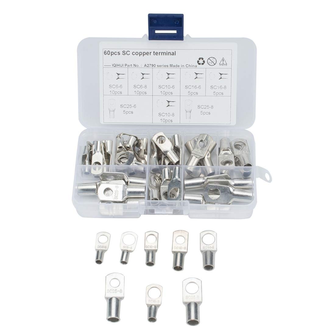 Double wire spring pipe clamp 60 PCS Wire terminals Connector Cable Lugs Battery SC Terminals Glimpse of Mouth,Wire connection classification kit