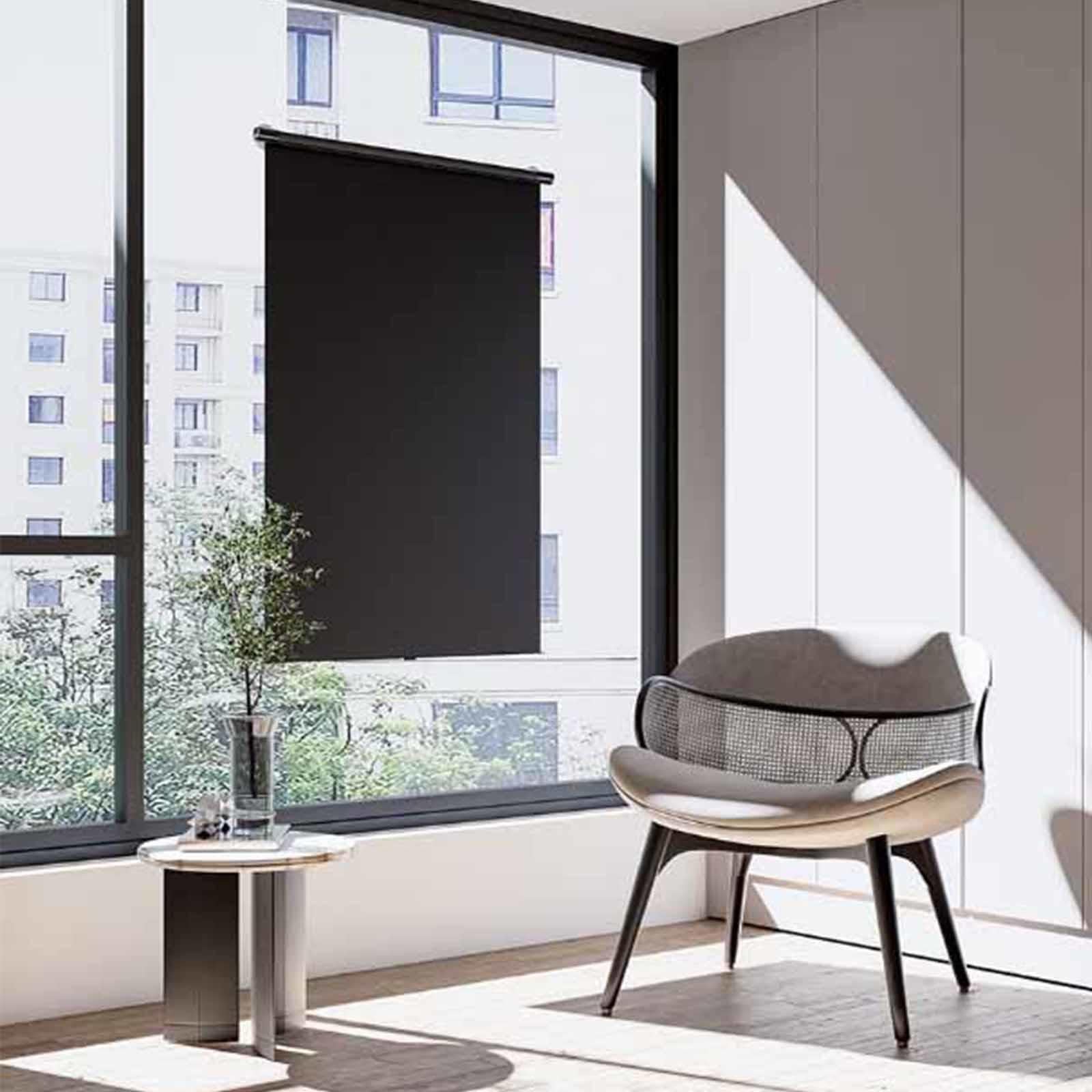 Suction Cup Roller Blinds Black, 99% Full Blackout Curtains, Temporary Blinds, Automatic Retractable Roller Blind, Insulated Blackout Roller Blinds, No Drilling Required.,Black-40x180cm/16x71in