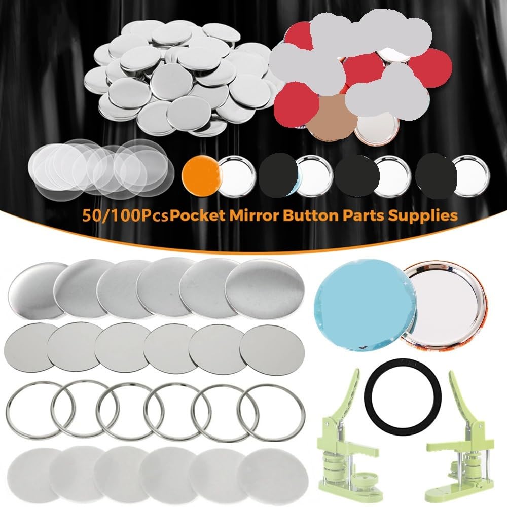 58MM puste lustrzane odznaki części do robienia guzików, DIY lustrzane odznaki naciśnij materiały eksploatacyjne
