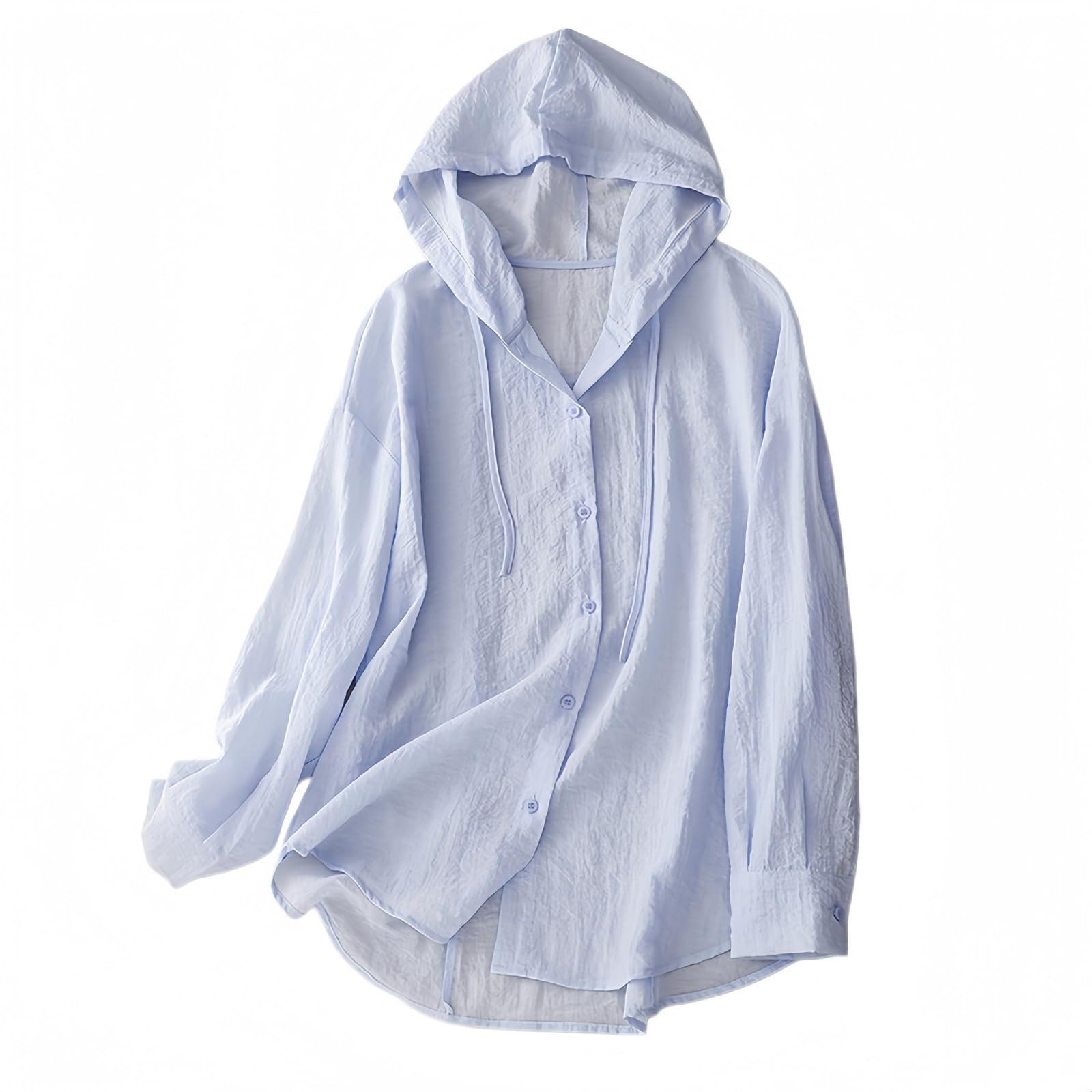Generisch Camisetas ligeras de manga larga con botones para mujer, informales y de secado rápido