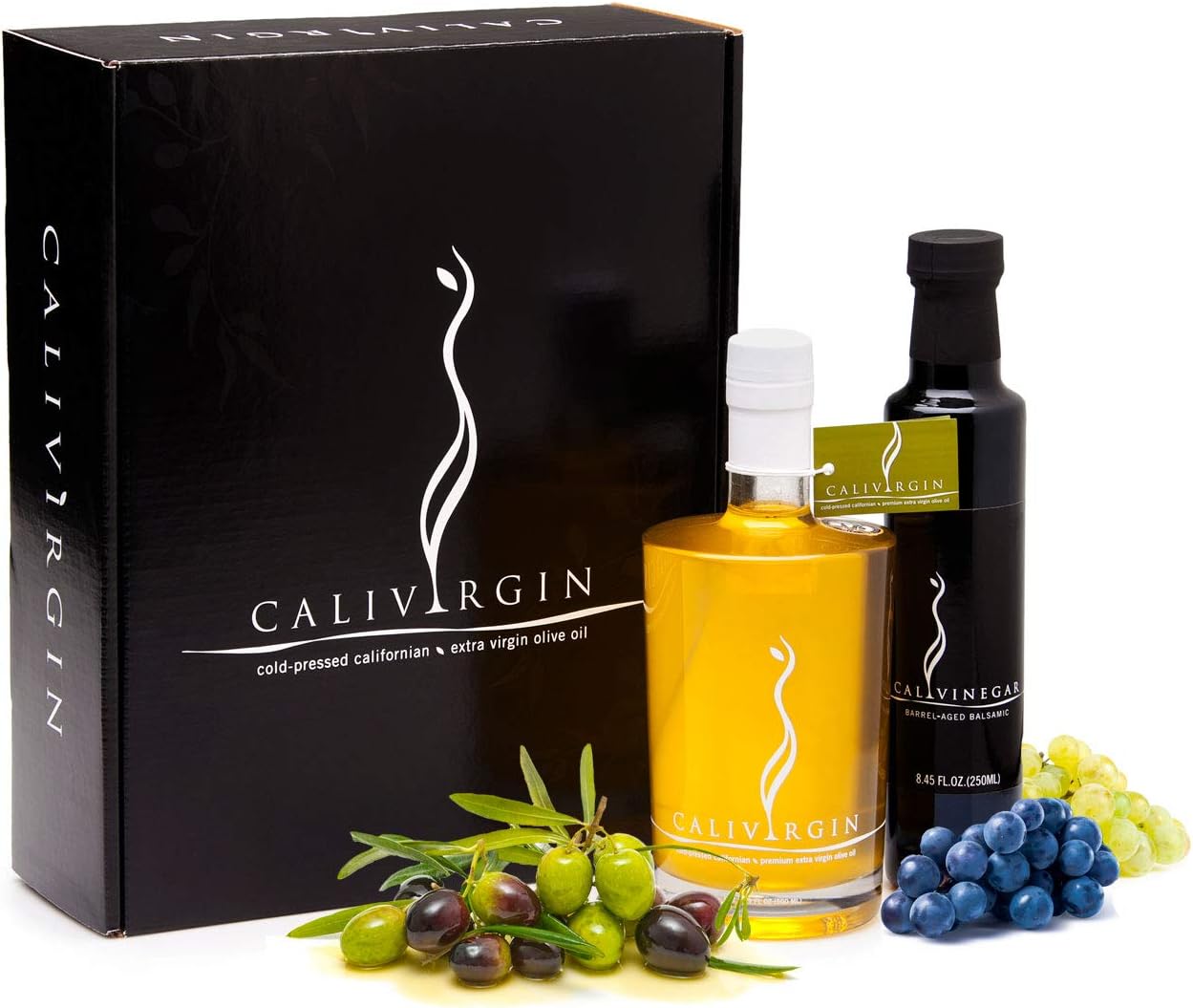 Calivirgin Olive Oil & Balsamic Vinegar Gift Set - Modena Balsamic Vinegar & Extra Virgin Olive Oil Gift Set - Italian Balsamic Vinegar (250ml) & Unfiltered Olive Oil (500ml) Sampler - 2 Bottles