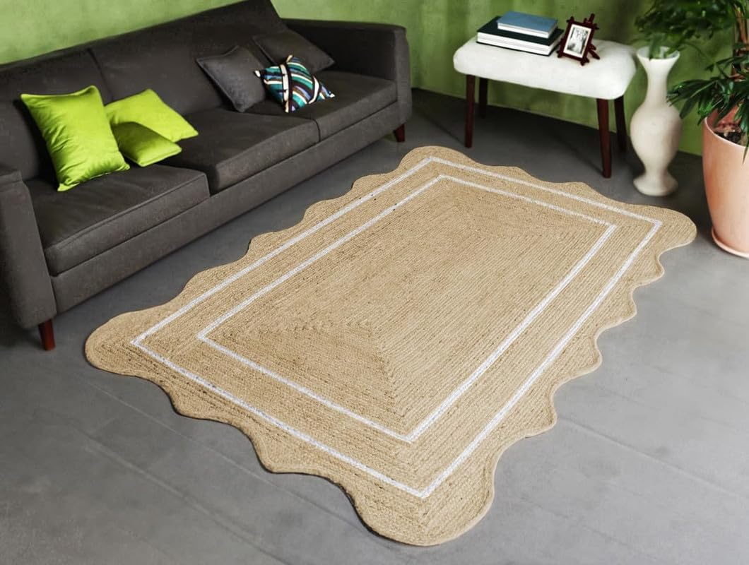 Tappeto reversibile in iuta, 1,8 x 2,3 m, bianco smerlato