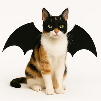 Cat Halloween Costume Batman Mask & Wings Outfit for Kittens Pets
