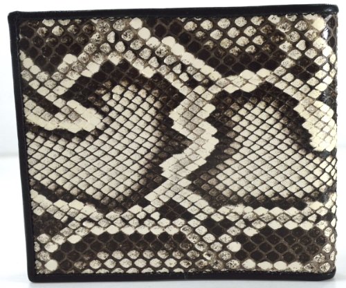 PYTHON SNAKE SKIN LEATHER MEN'S BIFOLD WALLET BLACK & WHITE NEW @ Genuineshop2