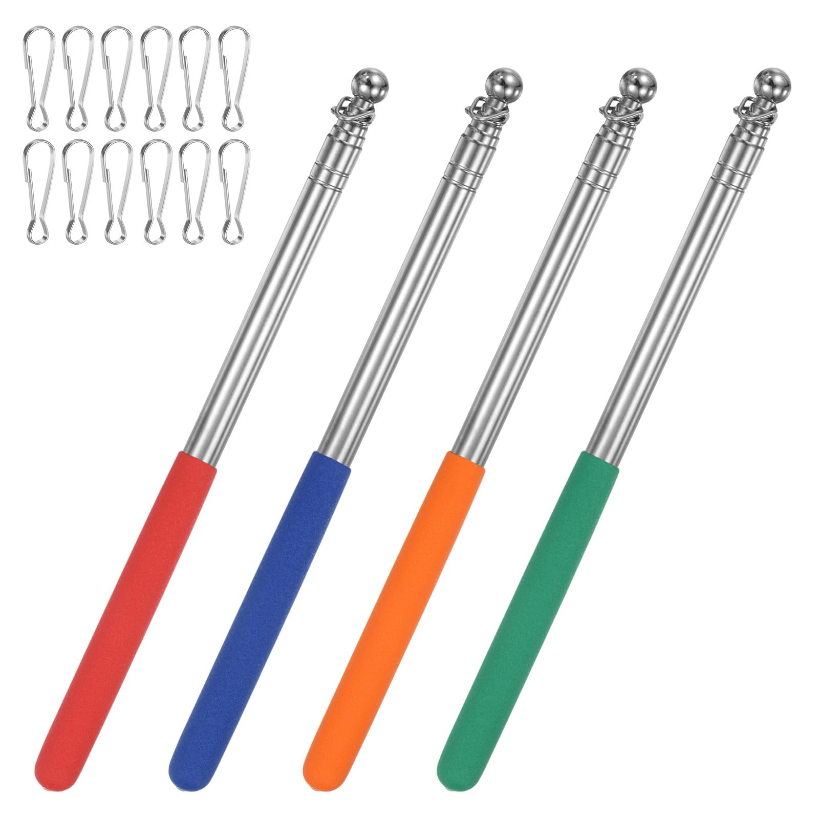 M METERXITY 4-Pack 3.94Ft/1.2M Telescopic Handheld Flagpoles