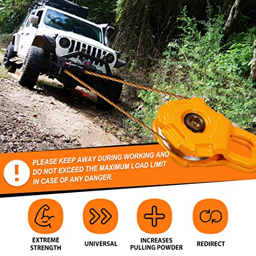 Wolfstorm 15T/ 33000Lb Winch Snatch Block Towing Pulley Blocks-35T/ 77000 Lb Maximum Break Strength, Heavy Duty Off-Road Recovery Accessory For Tractor, Truck, Atv & Utv (Orange) #TOP7