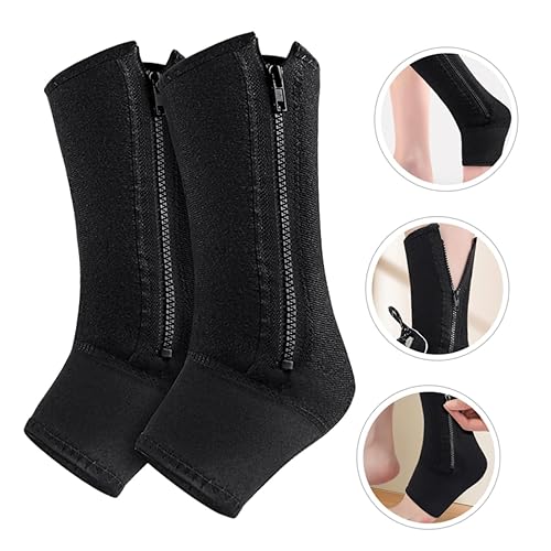 Miniatura 9 de 2 piezas de tobillo con cremallera ajustable para mujer, tobillera de compresión para tendinitis de Aquiles, esguinces y soporte deportivo