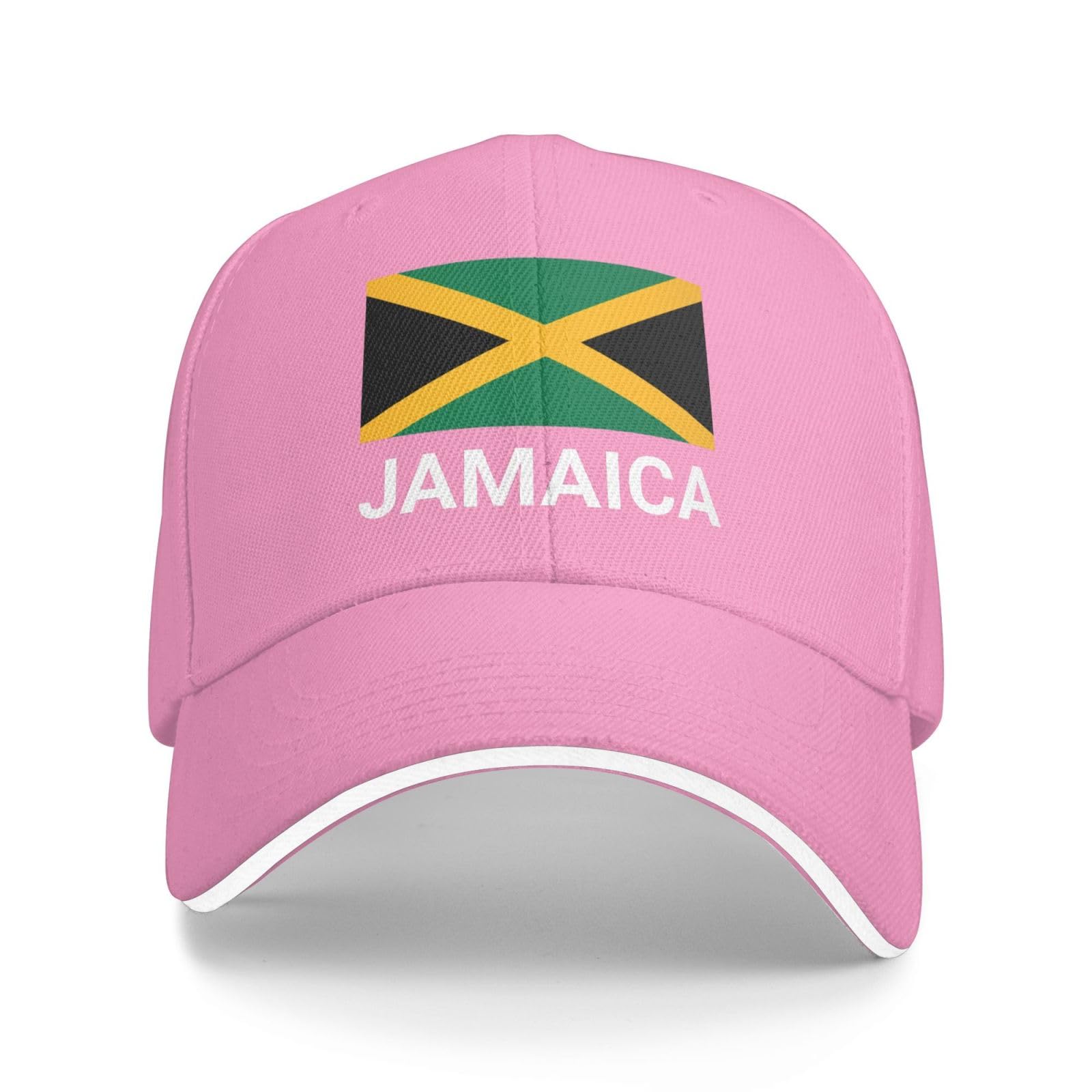 Support Jamaica Flag Hat Jamaican Caps for Men Women I Stand with Jamaica Baseball Cap Trucker Hats Pink