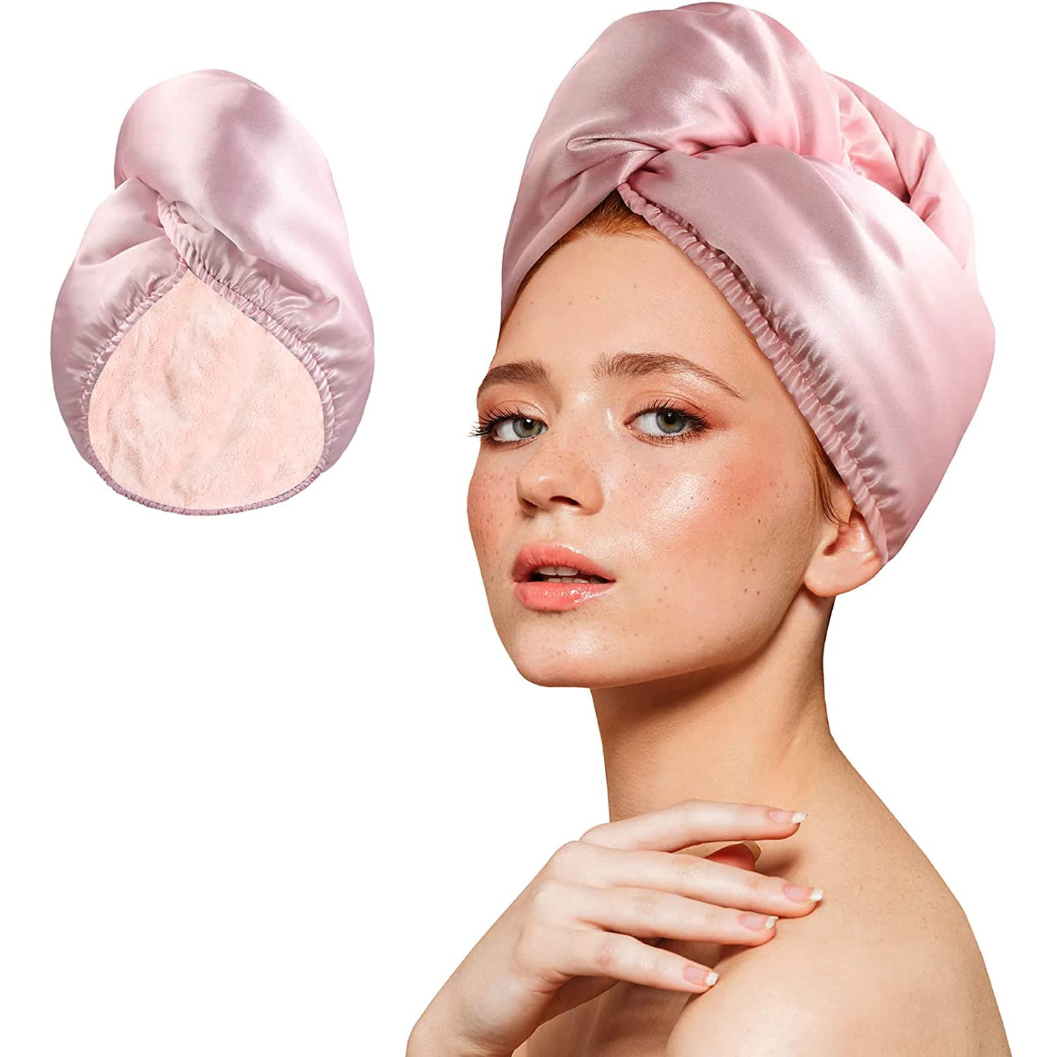 Hair Towel for Women, Double Cloth Microfiber Hair Towel for Long Curly Thick Hair, Anti-Frizz Instant Dry Hair Towel, Super Absorbent Quick Dry Hair Turban Towel Wrap