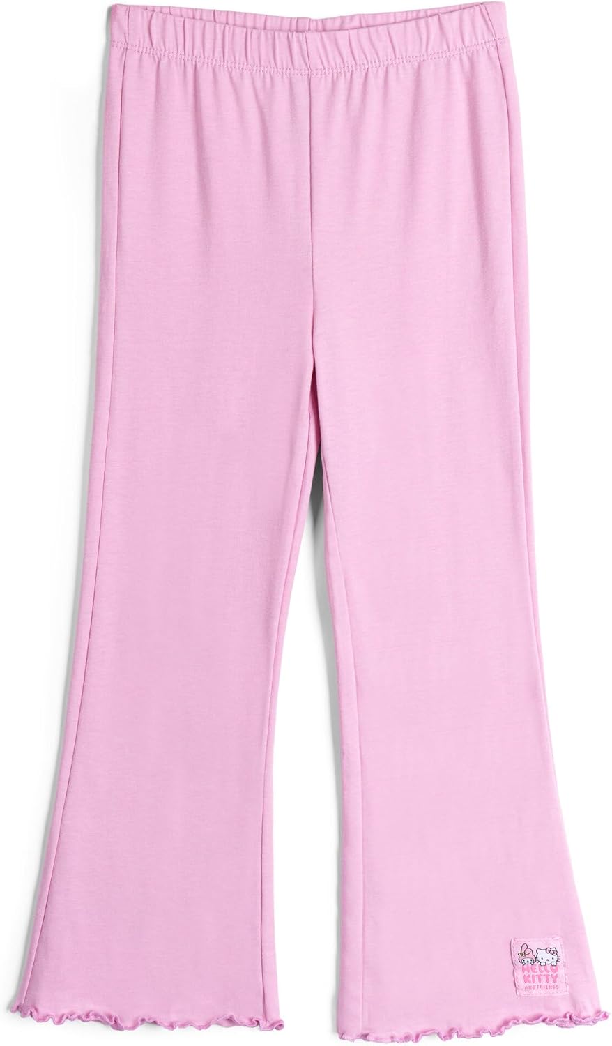 Hello Kitty Girls Fleece Pullover Sweatshirt and Ribbed Flare Leggings Outfit Set Toddler to Big Kid Sizes (4T - 14-16)