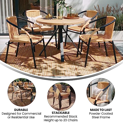 Image of Flash Furniture Lila 4 Pack Beige Rattan Indoor-Outdoor Restaurant Stack Chair | Versatile and Stylish Seating