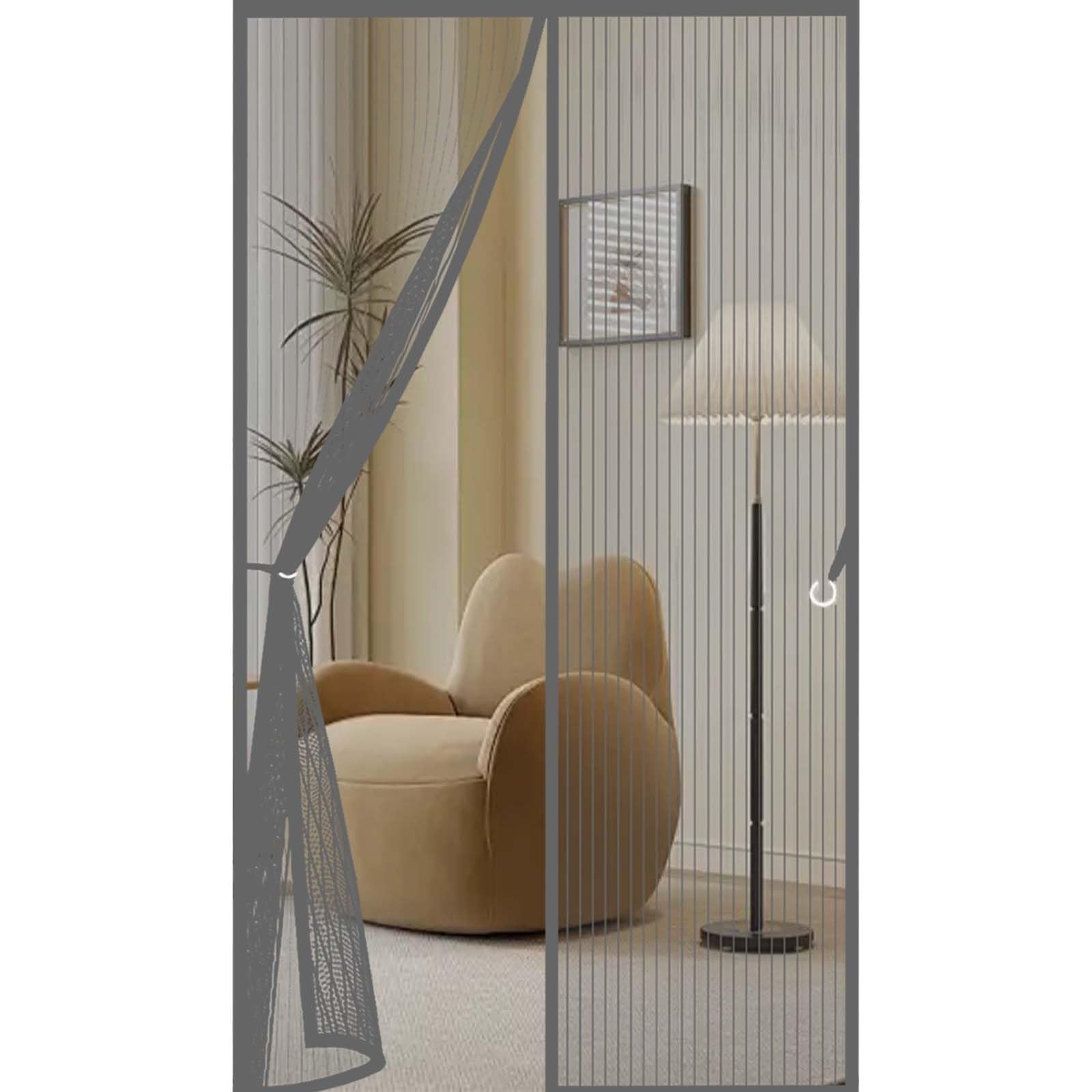 Fly Curtains 163 x 195 cm Durable, Keeps Bugs Out, Kid and Pet Friendly Mosquito Proof Door Curtains Lets Fresh Air in, Hundreds of Sizes, Grey