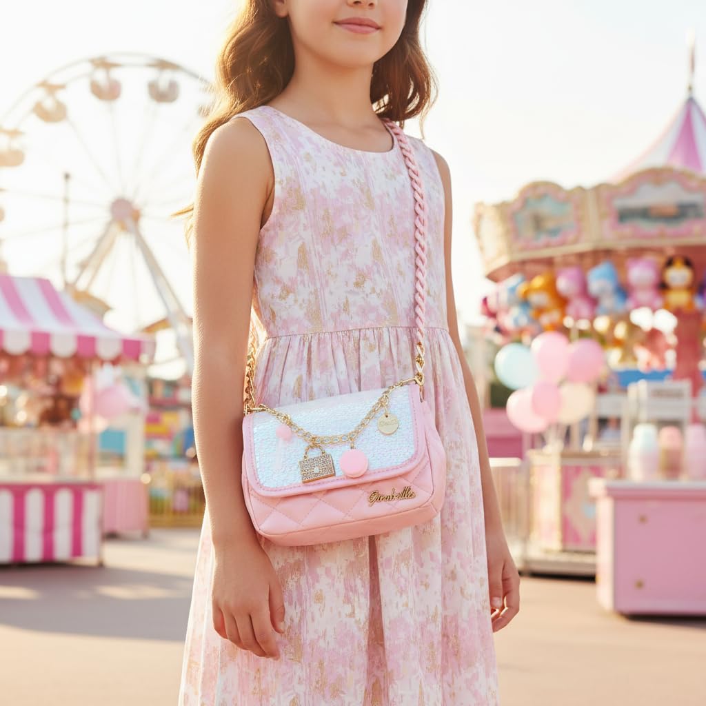 Girabrilla Glamour - Borsetta Sofi Bon Bon con Paillettes Reversibili, Tracolla e Charms