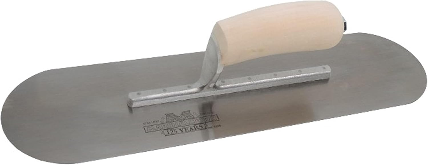 MARSHALLTOWN Pool Trowels, Wood Handle, 406mm Length, 8 Rivets, High Carbon Steel Blade, 115mm Width, Made in USA, SP16