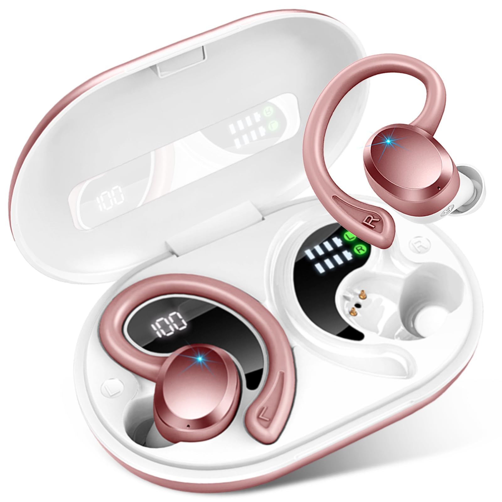The Best Veat00l Wireless Earbuds Bluetooth Headphone of 2026 You Can Buy Today Wireless Earbuds, Sport Bluetooth 5.4 Headphones 2026 New Bluetooth Earbuds with 56Hrs Stereo, 4 ENC Mic, Noise Canceling Over-Ear Buds with Earhooks, IP7 Waterproof Earphones for Workout/Running/Gym