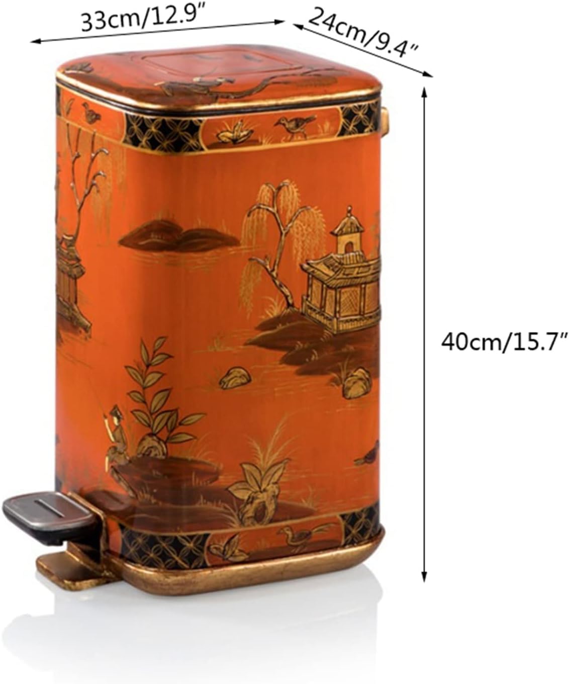 NOLLAM Papelera Lujoso Cubo de Basura con Pedal francés, Cubo de Basura Lacado en Color Dorado con Tapa, Elegante Cubo de Basura para el hogar Basurero Cocina