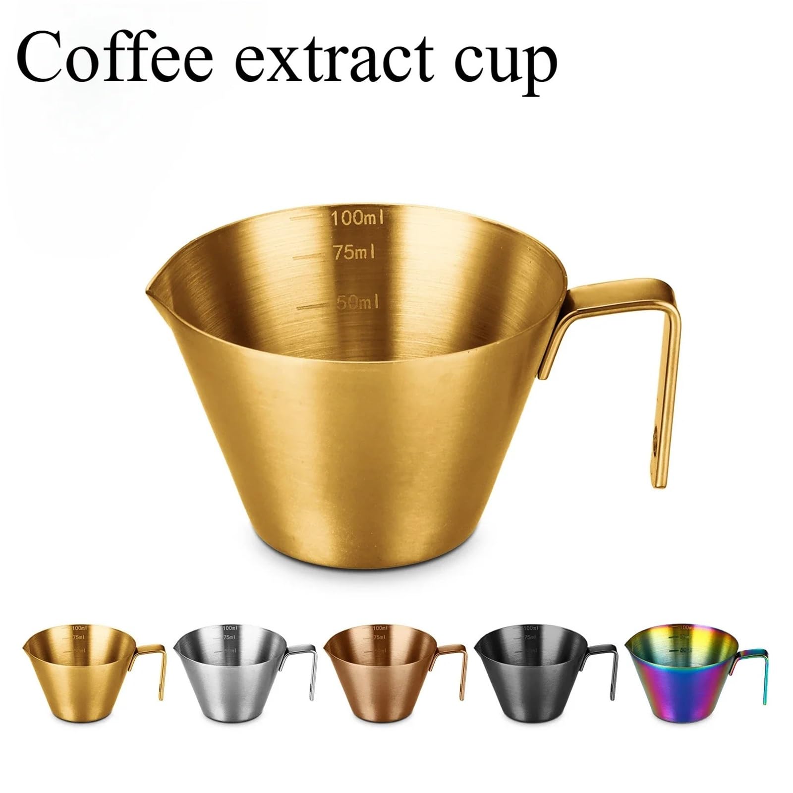 Taza medidora de café expreso acero inoxidable, 2 uds., 100ml, con mango, boquilla for espumar leche, herramienta Barista for Cocina Para Espumar(Silvery)