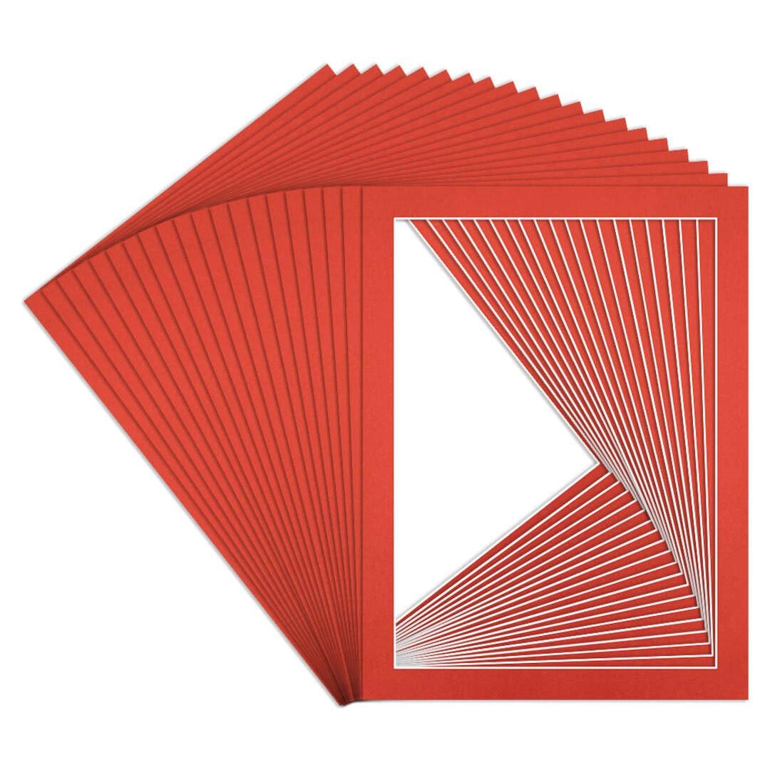 Procut Global 8x6" Poppy Red Picture Mounts to Fit 7x5" Aperture - Precision Cut Cardboard Photo Mount - Ideal for Frames, Prints, Artwork & Certificates - Sizes & Colours Available - 20 Pack