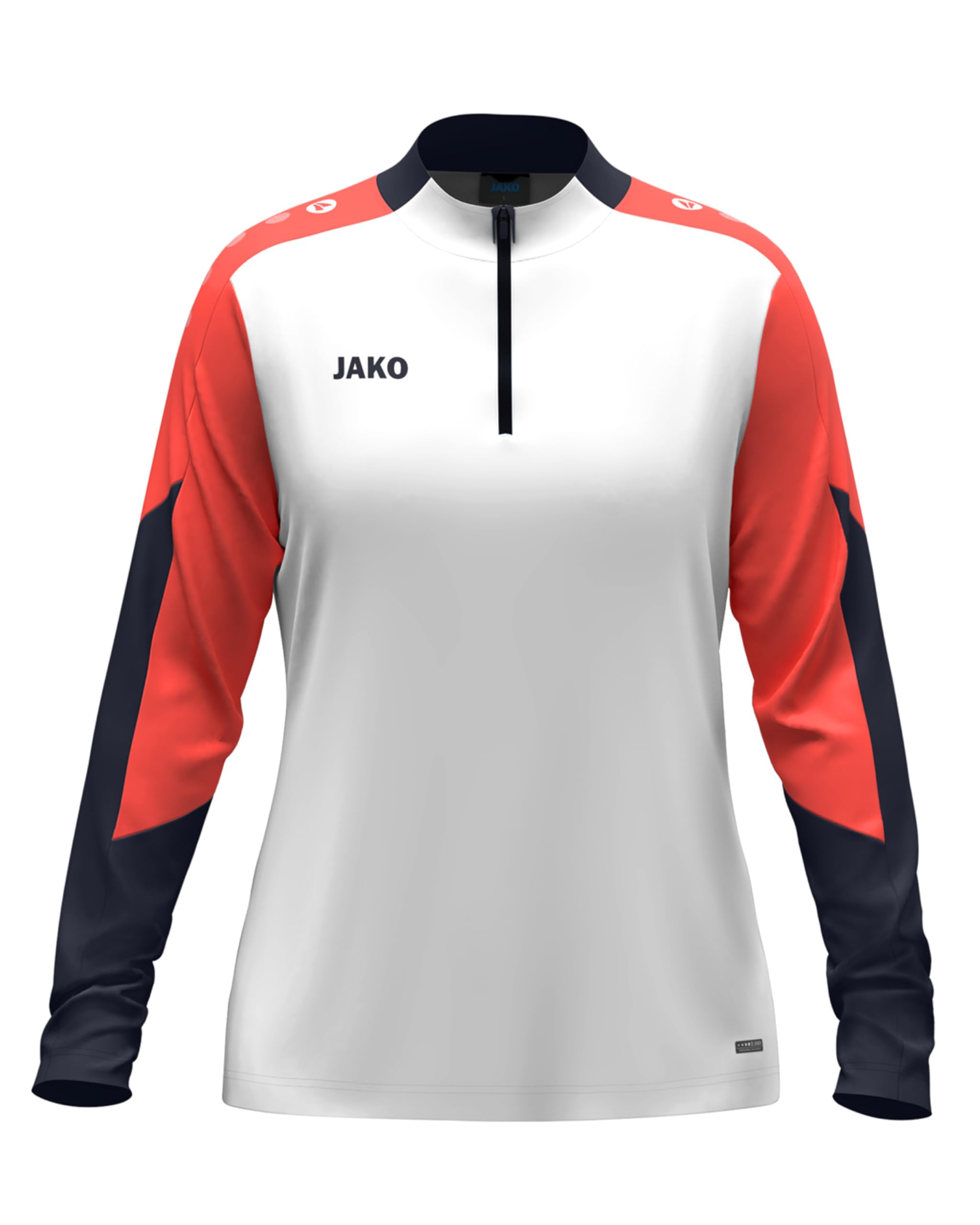 JAKO Damen Ziptop Dynamic, weiß/Coral/Marine, S