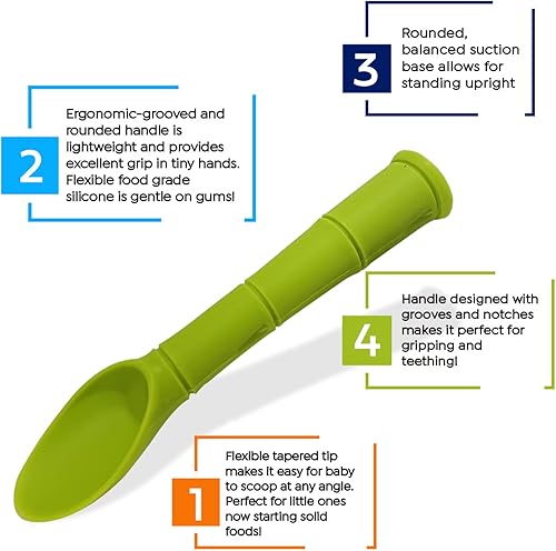 Miniatura 6 de Elle Belle Baby  4-Pack Silicone Baby Spoon 6M First Stage FeedingTeething Soft Flexible Tip Ergonomic Design Winter Breeze