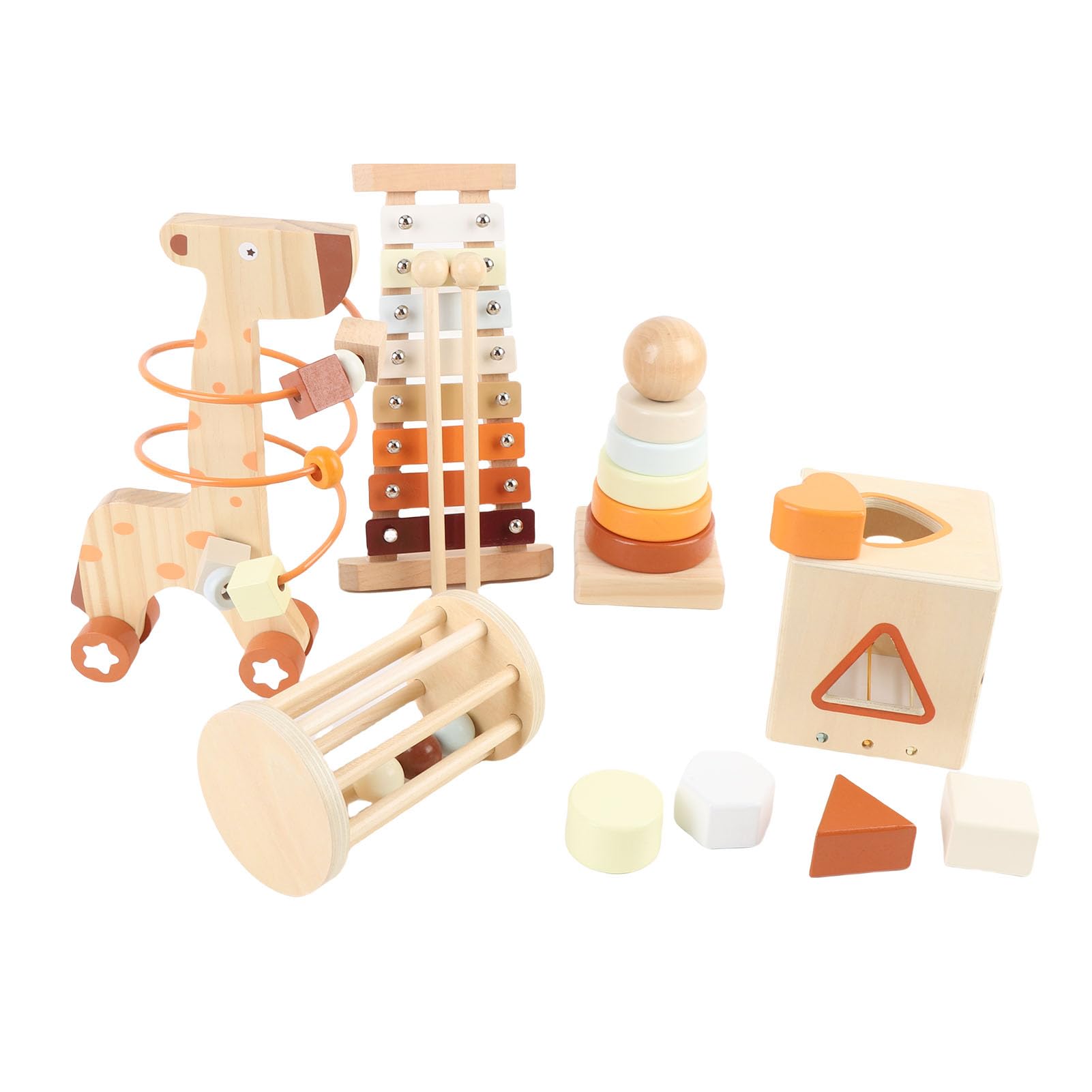 Topiky Hölzernes Percussion-Musikset für die Frühe Bildung von Kleinkindern, Baby-Musikinstrumente, Spielzeug für 1- Bis 3-jährige , Musikspielzeug aus Naturholz mit Formsortierblöcken, Lernen Im