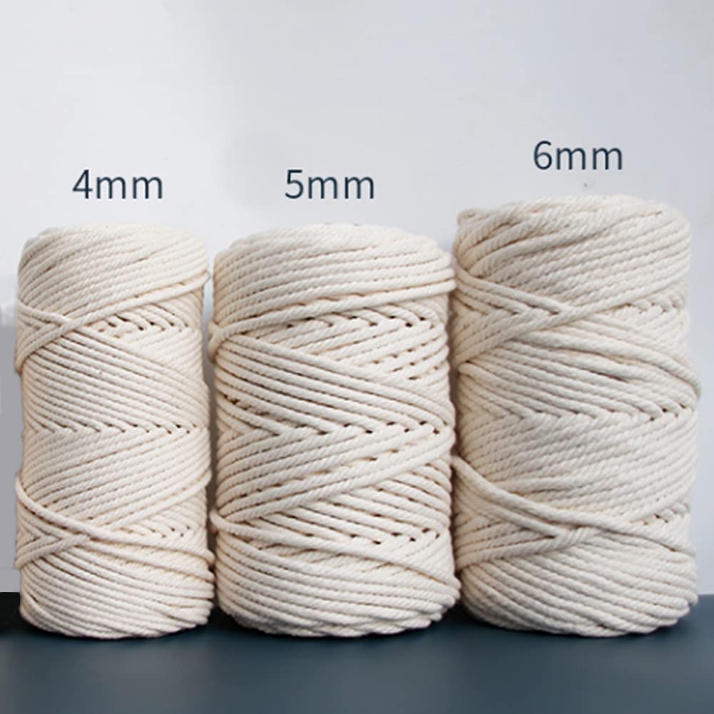 Cordón de macramé de algodón 100% natural, 0.197 in x 110 yardas, cuerda de macramé de algodón de colores para manualidades, tejer, colgar plantas, decoración de Navidad y boda (beige, 5 mm110 7