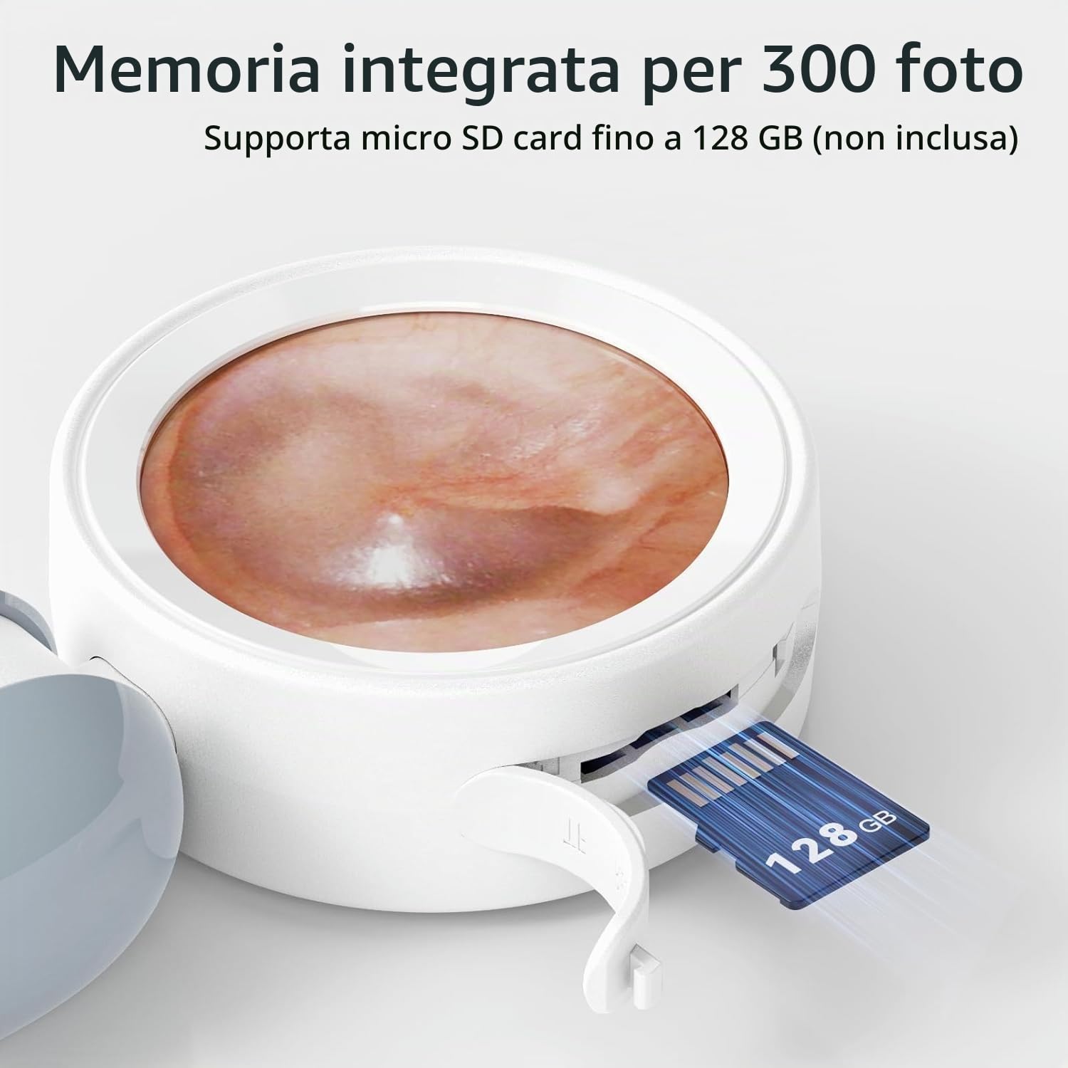 Otoscopio auricolare wireless con fotocamera HD 1080p, 4 luci LED, display da 1,39 pollici, testa di ispezione pieghevole, supporto foto e video per rimozione del cerume, adatto a tutte le età e