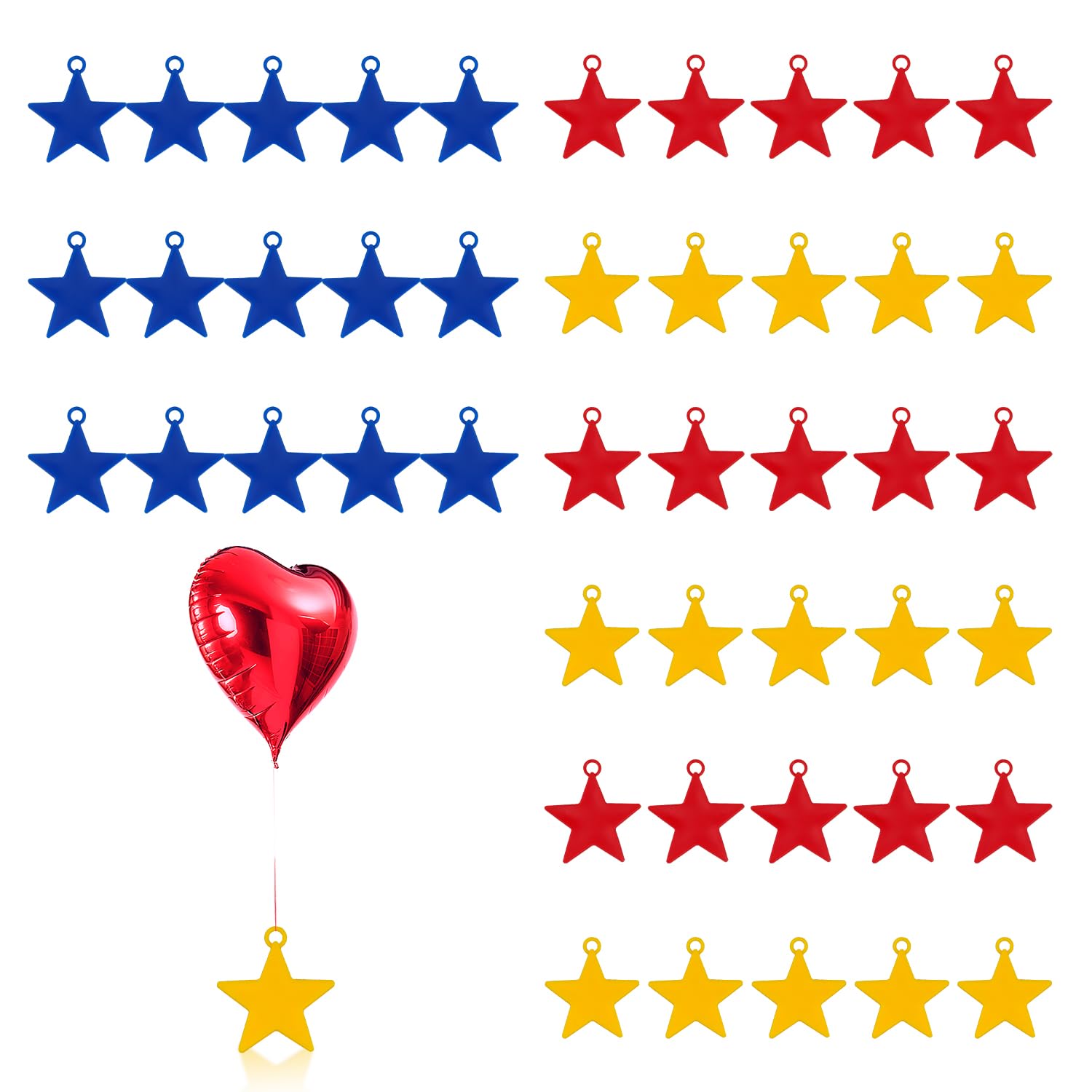 BOROSO 45PCS Balloon Weights Colorful Plastic Heavy Balloon Pendants Wedding Birthday Party Balloons Accessories For Helium Balloon Decoration (Star)