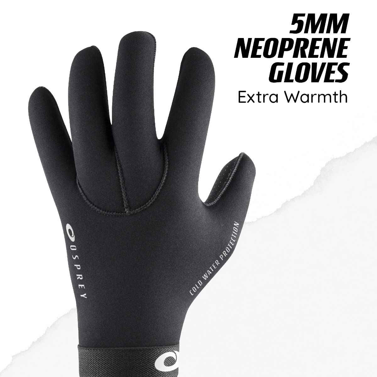 Osprey Guantes de Neopreno con Correa de Velcro superelásticos de 5 mm de Grosor, Color Negro, XL