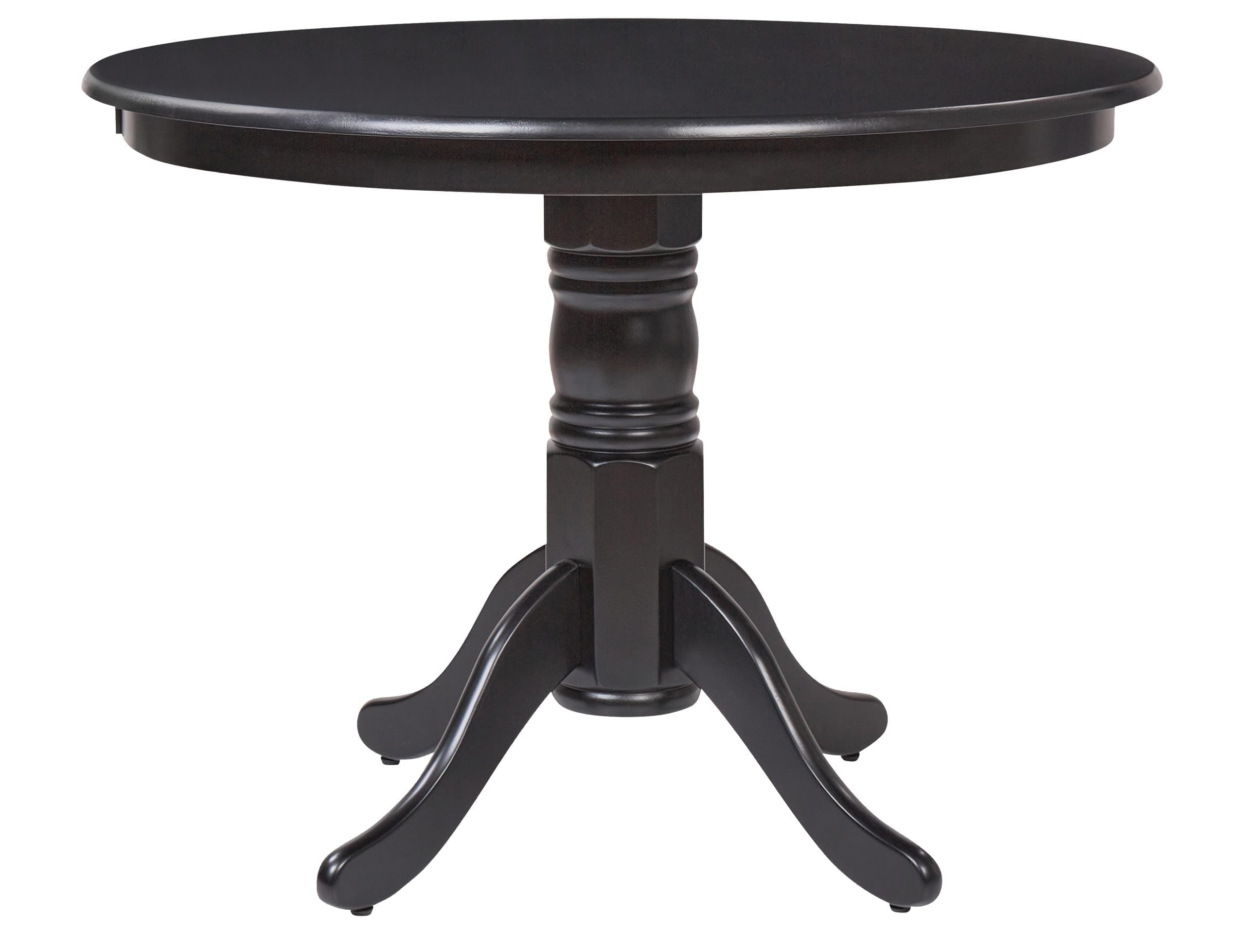 Table Ronde Salle à Manger Bois Noir Vintage 100 cm